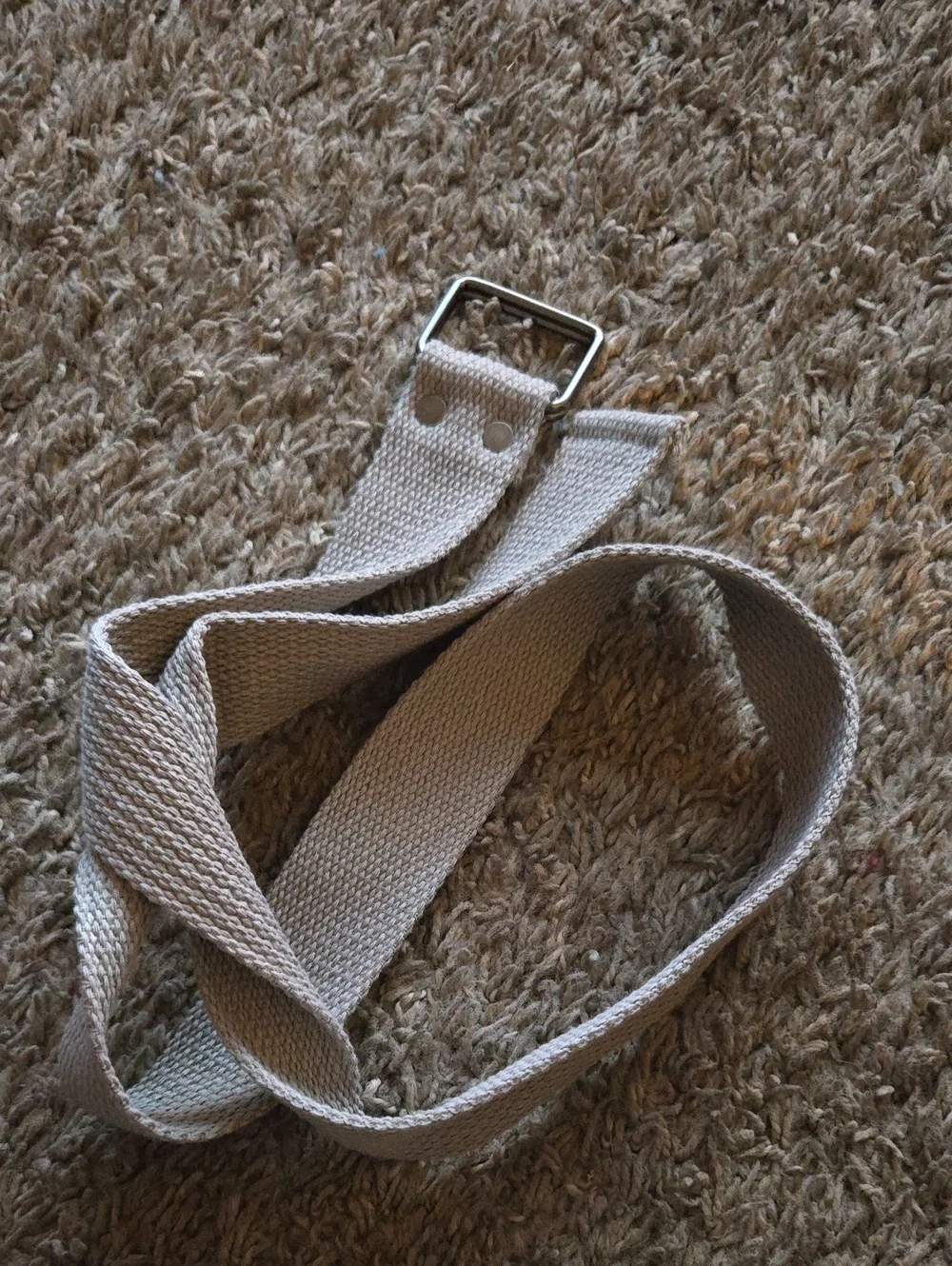 Neutral Gray Canvas Webbing Belt with Metal Buckle